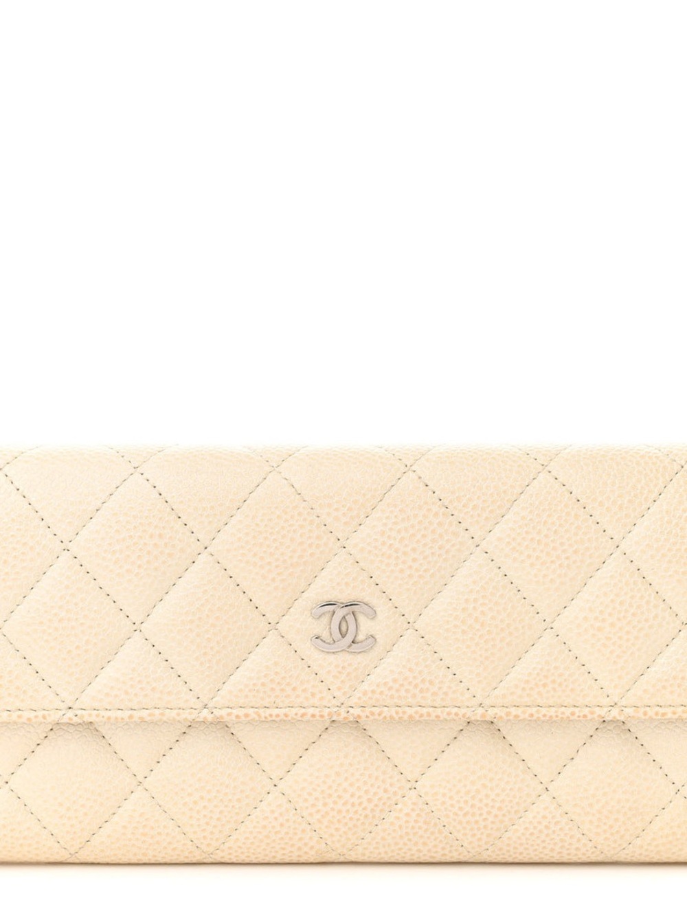 Chanel Cream Leather Long Wallet